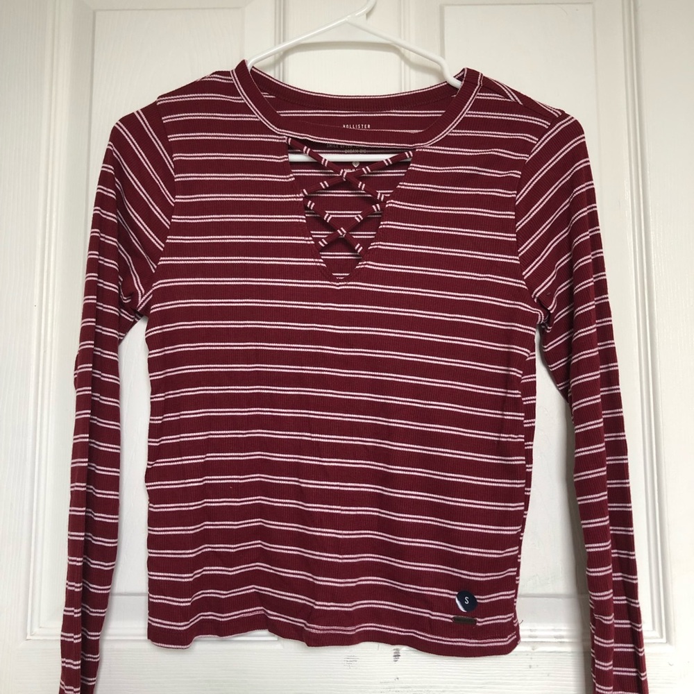 Hollister striped crop long sleeve